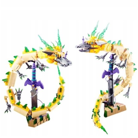Klocki Konstrukcyjne SMOK Dragon Żółty 1298 elementów / Ozdobne opakowanie