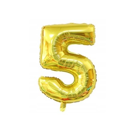 Balon Foliowy Na Hel CYFRA 5 kolor ZLOTY 80CM