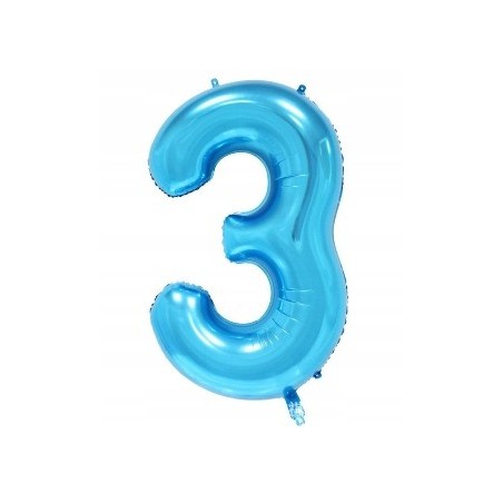 Balon Foliowy Na Hel CYFRA 3 kolor NIEBIESKI 80CM