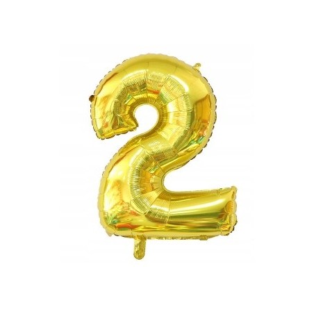 Balon Foliowy Na Hel CYFRA 2 kolor ZLOTY 80CM