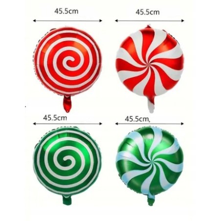 Balon Foliowy Świąteczny Boże Narodzenie Laska Lizak CZERWONY 35*82cm 6 szt.