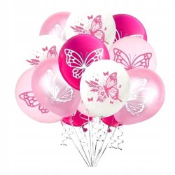 Balony na Urodziny Happy Birthday dekoracja Motyle Motylki 12 szt.