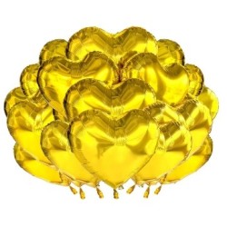 Balon Foliowy Zlote Serce Serca Walentynki Valentine's Day 10 szt 2