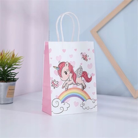 Torebki prezentowe Jednorożec Tęcza Rainbow papierowe 21x15cm 4 szt