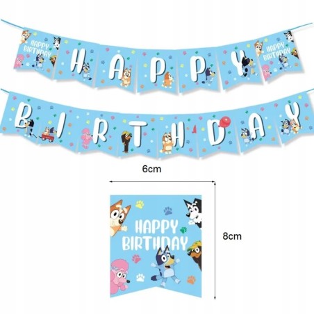 Girlanda / Baner / Bluey / Blue / dekoracja urodzinowa / Happy Birthday