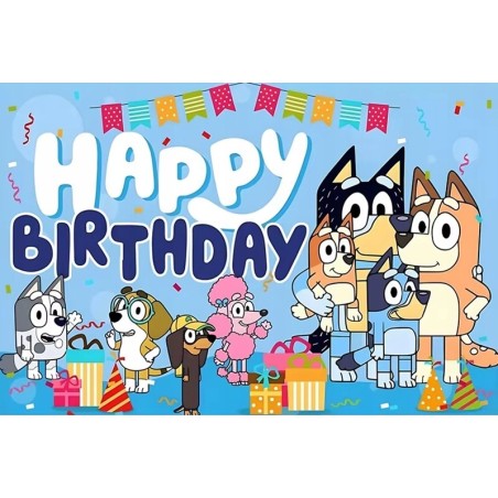 Girlanda / Baner / Bluey / Blue / dekoracja urodzinowa / Happy Birthday