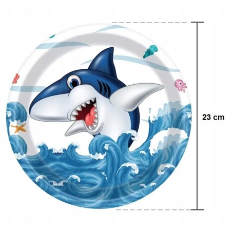 Zestaw Naczyń Jednorazowych Happy Birthday Urodziny Rekin Shark 121 el