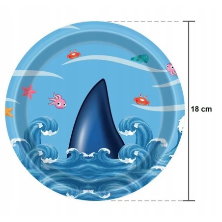 Zestaw Naczyń Jednorazowych Happy Birthday Urodziny Rekin Shark 121 el