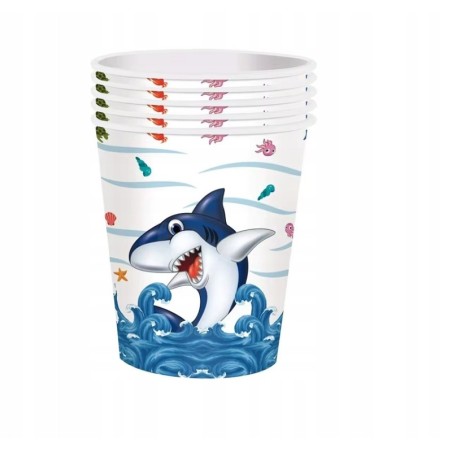 Zestaw Naczyń Jednorazowych Happy Birthday Urodziny Rekin Shark 121 el