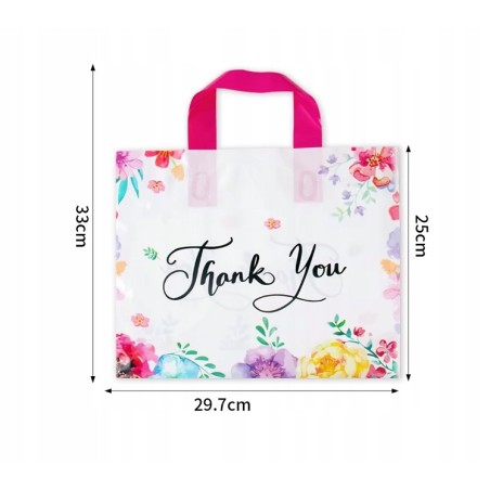 Torebki prezentowe Thank You Urodziny Party różowe kwiaty 10 szt