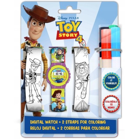 Zestaw zegarek cyfrowy z paskami do kolorowania Toy Story