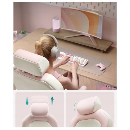 Fotel Gamingowy / Krzesło Biurowe / do 150 kg / Pastelowy róż / Regulowany