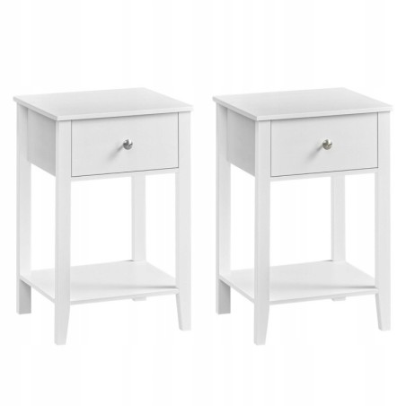 Bambusowe stoliki nocne / Jednoszufladowe Songmics / Białe / 2 szt
