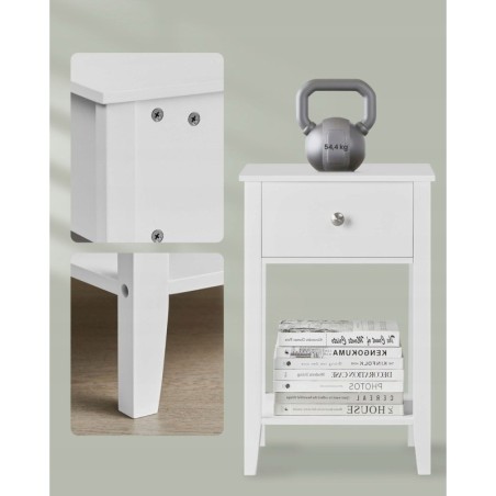 Bambusowe stoliki nocne / Jednoszufladowe Songmics / Białe / 2 szt