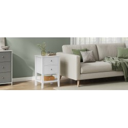 Bambusowe stoliki nocne / Dwuszufladowe Songmics / Biale / 2 szt 2