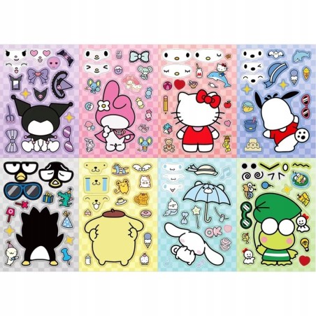 Wyklejanka manualna dla dzieci Hello Kitty Kuromi Naklejka Naklejki 