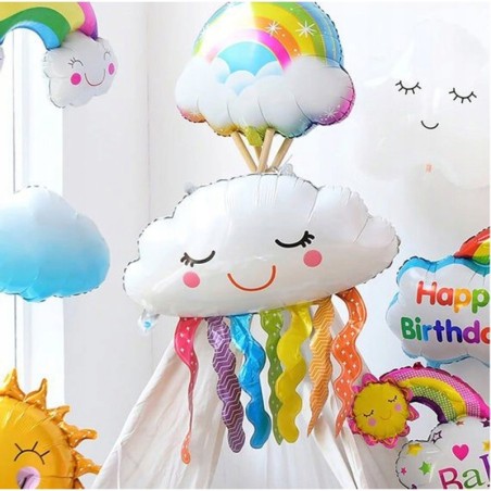 Balon Foliowy Tęcza Chmurka Urodziny Birthday Kolorowe Party