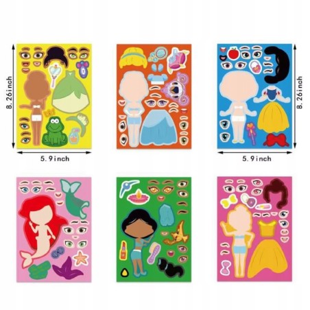 Wyklejanka manualna dla dzieci Księżniczki Disney Naklejka Naklejki 12 szt