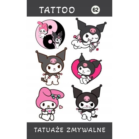 Tatuaże Kuromi i My Melody - Zestaw Tatuaży Dla Dzieci nr. 62