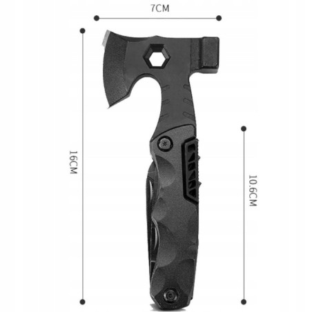 Multitool / Toporek / Zestaw narzędzi / Młotek / Survivalowy / 14w1