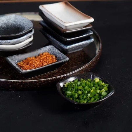 Prostokątna miseczka do sosu sojowego / Sushi / Spodek / Ceramiczna / 4 szt